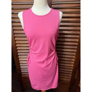 Ambiance Ribbed Knit Side Cutout Sleeveless Pink Dress L